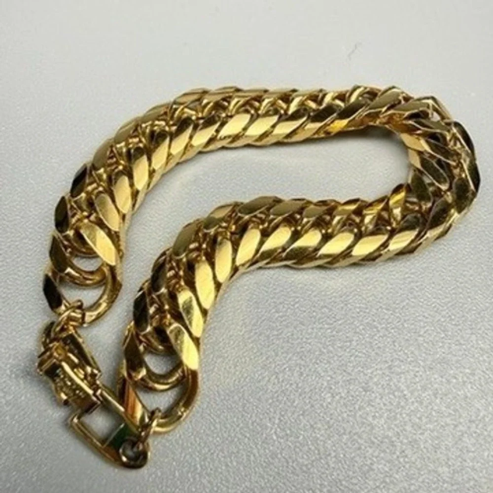 Vintage Napier Gold Tone Curb Link Bracelet Chunky 7